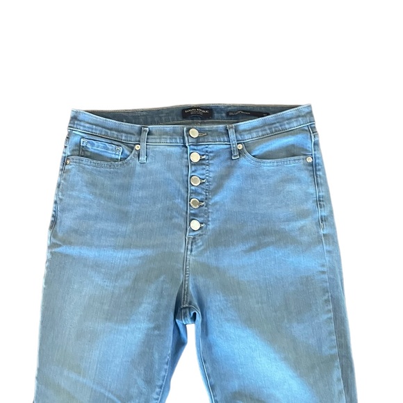 Banana Republic medium wash button fly raw hem high waist denim jean size 31 - Picture 3 of 11